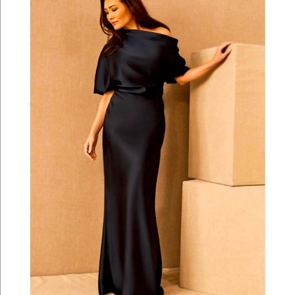 NWT! Navy BHLDN Satin Dress